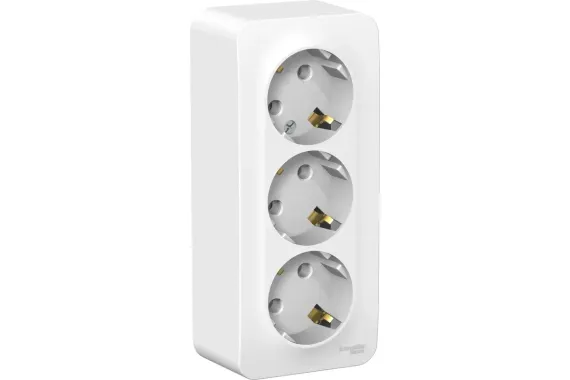 Розетка Systeme Electric BLANCA с заземлением тройная накладная белая 35771