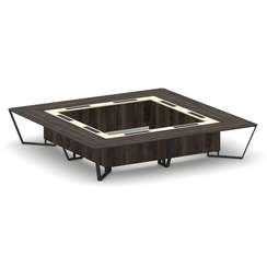 Steel Meet Стол переговорный квадратный KM-PR.B.SP-20K2 Дуб Мали/Ваниль Глянец/Металл Черный 4000*40