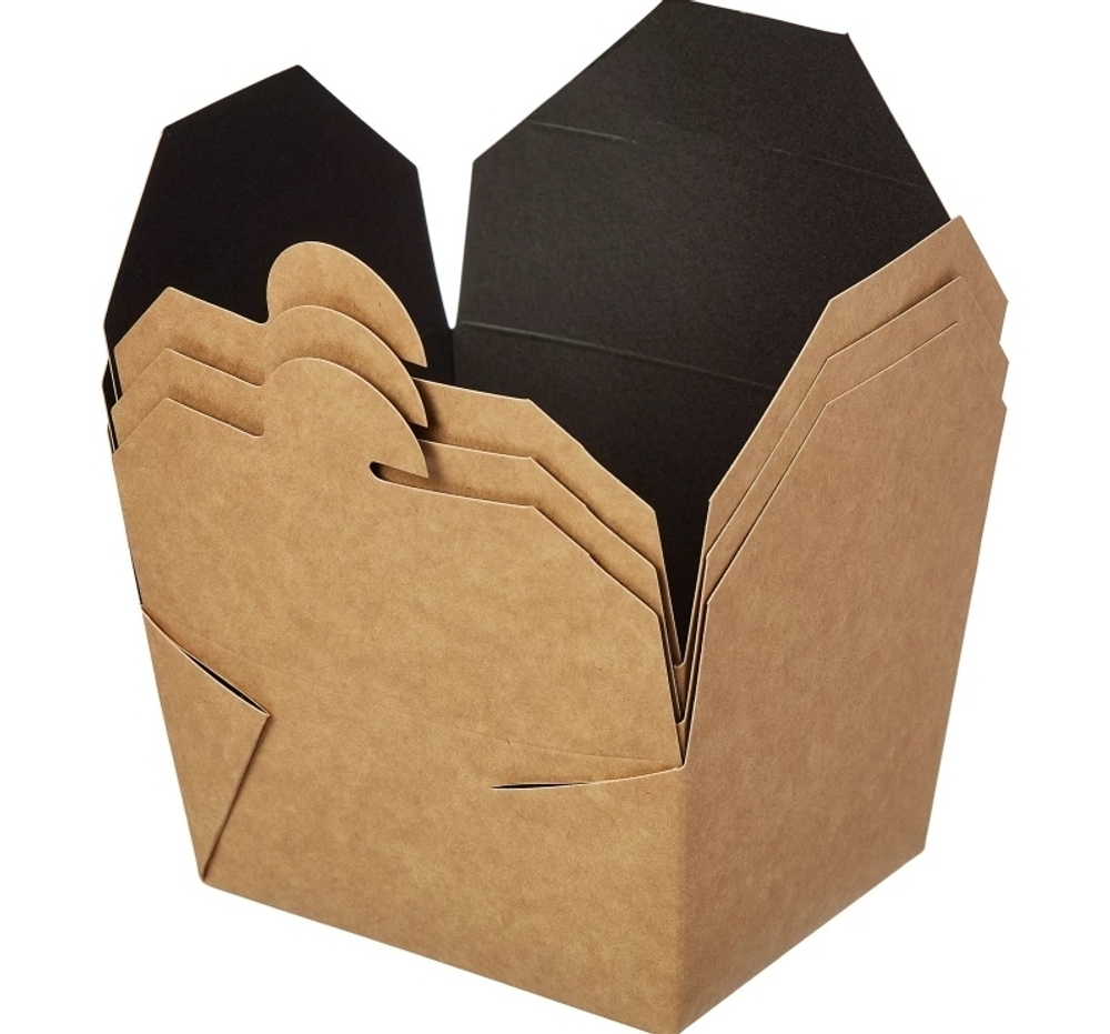 Контейнер бумажный Fold Box 600 мл, 130х110х65 мм, чёрный
