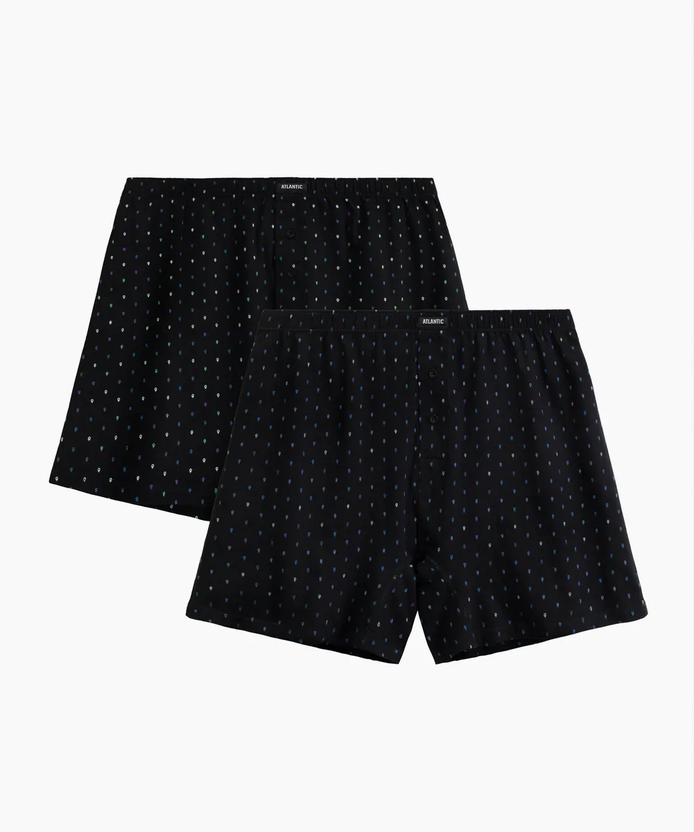 Мужские трусы боксеры Atlantic, набор из 2 шт., хлопок, черные, 2MBX-081