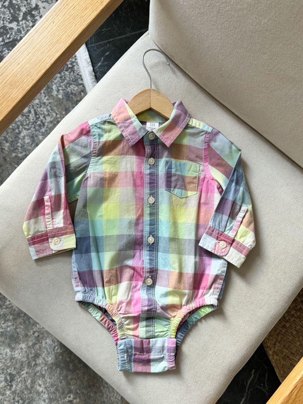 Хлопковое боди рубашка baby Gap, 74-80