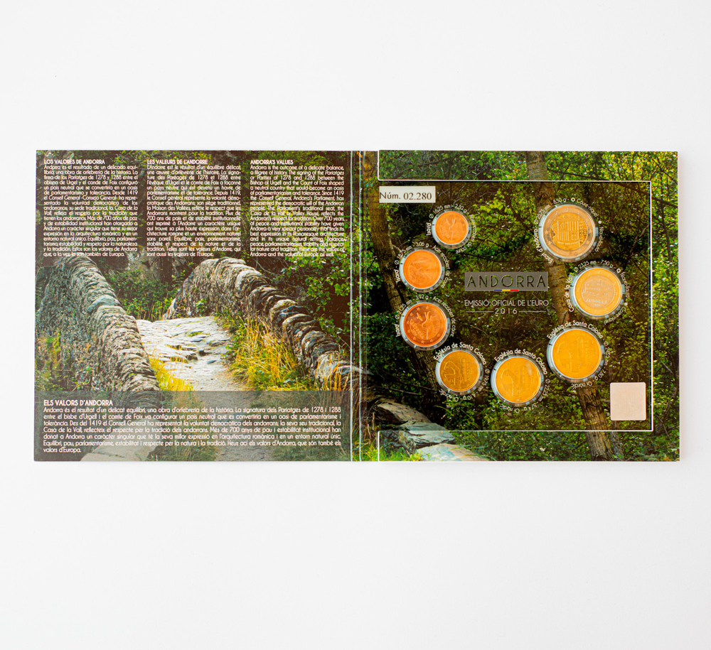 Andorra 2016 Brilliant Uncirculated (BU) Coin Set