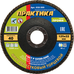 Диск лепестковый шлифовальный, P40 Практика Профи (125х22мм)