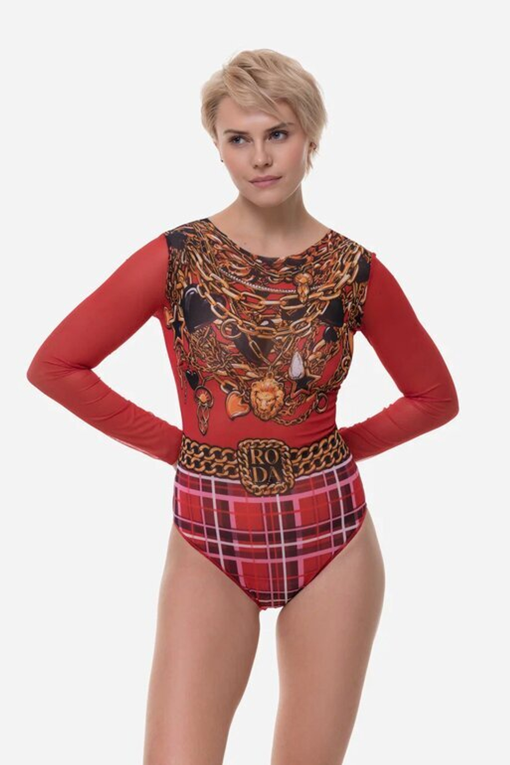 Купальник с рукавом "Шотландская клетка" (Tartan)