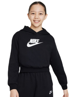 Детская теннисная куртка Nike Sportswear Club Fleece Crop Hoodie - black/white
