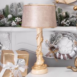 Настольная лампа Змея Катари Айвори с абажуром Тюссо Игуана Беж