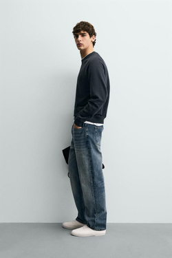 ZARA ТОЛСТОВКА С КРУГЛЫМ ВЫРЕЗОМ И ЭФФЕКТОМ ПОТЕРТОСТИ, АНТРАЦИТОВО-СЕРЫЙ