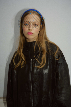 Вуаль синяя с декором в тон