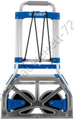 ЗУБР ТР-90 до 90кг, каркас и платформа из алюминия, платформа 48,5 х 28,5см, колёса d13см, вес 4,65кг, складная хозяйственная тележка (38750-90)