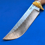 Украшенный нож Лесник Дамаск, литьё латунь