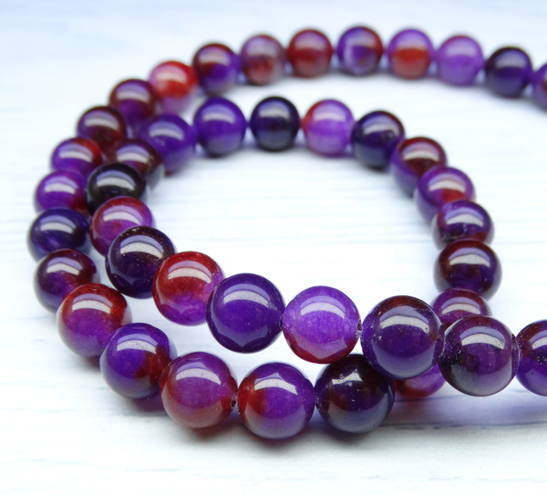 ПК087НН8 Бусины из природного камня кварц (красно-фиолетовый), размер: 8 мм, 10 шт.