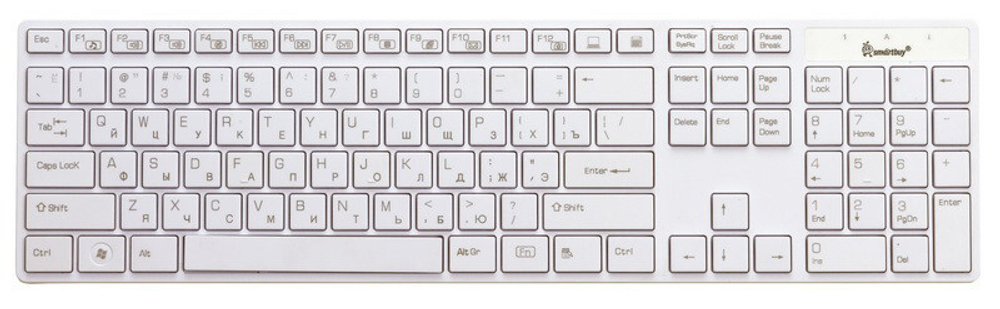 Клавиатура проводная SmartBuy 204 USB (белый) Slim (SBK-204US-W)