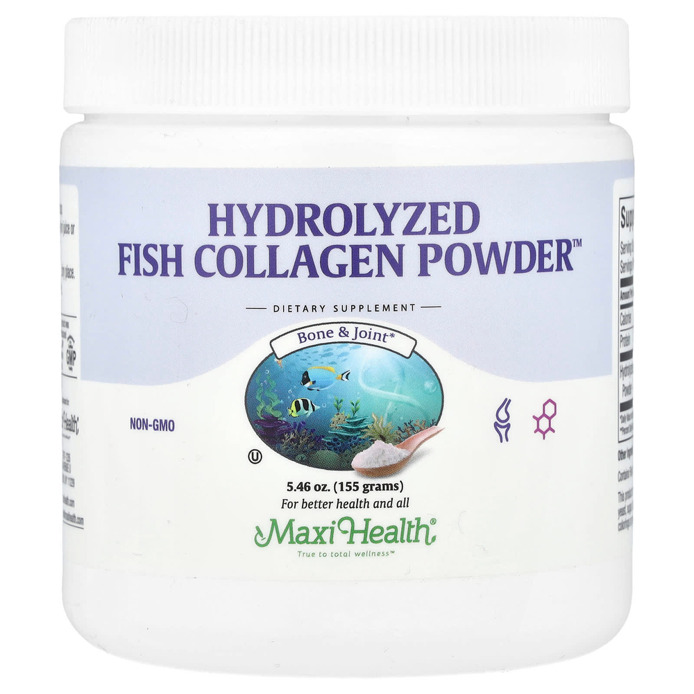Maxi Health, Hydrolyzed, порошок из рыбьего коллагена ™, 155 г (5,46 унции)