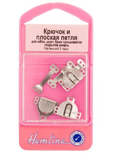 Крючок и плоская петля, маленький размер, 3 пары