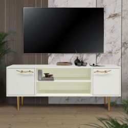 Тумба под ТВ Арт Колор matte 155см Стайл Голд Белый опал матовый