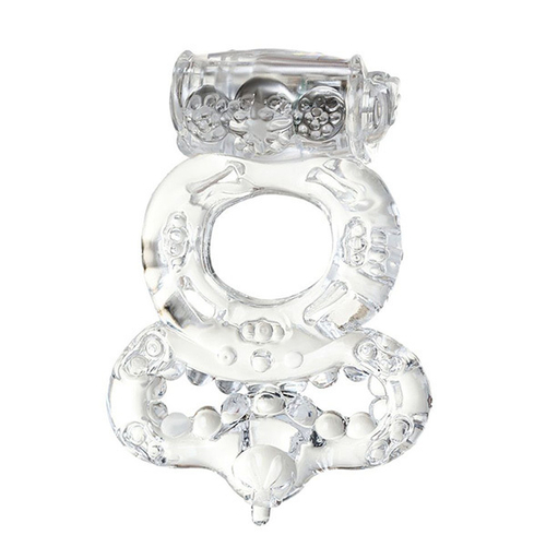 Прозрачное эрекционное кольцо 2см с подхватом и с вибрацией ToyFa Basic 818037-1