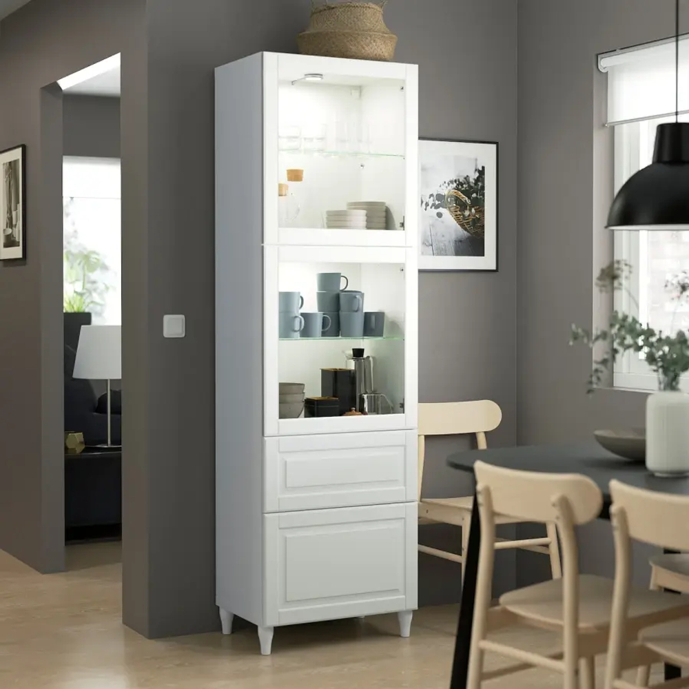 Книжный шкаф - BESTÅ/ BESTА IKEA/ БЕСТА/БЕСТО ИКЕА, 202х60 см, белый