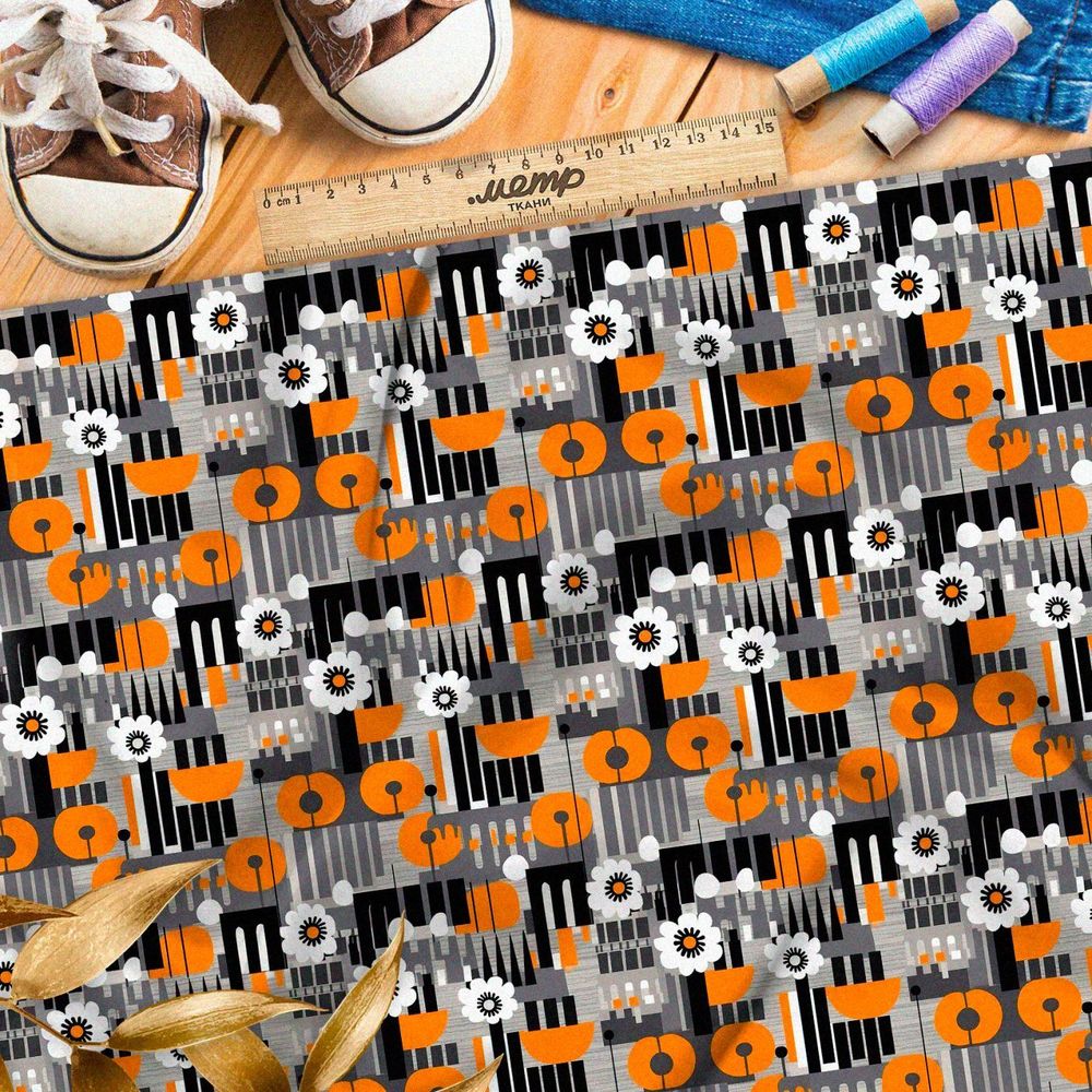 Ткань премиум шелк искусственный Армани цифровая эклектика