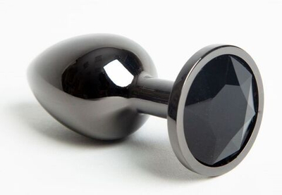 Черная анальная пробка с крупным стразом - 7,1 см. (Цвет: черный)