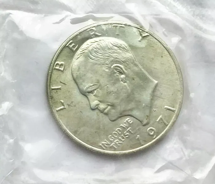 1 доллар (dollar) 1971 США "Эйзенхауэр" + жетон, в запайке