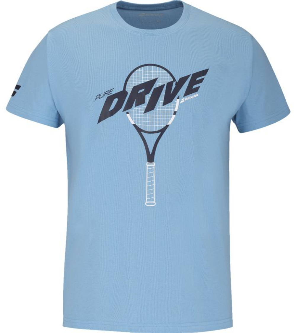 Футболка для мальчика теннисная Babolat Drive Cotton Jr - небесный