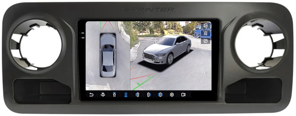 Магнитола для Mercedes-Benz Sprinter W907 2018+ - FarCar BX10-360-7296 монитор 10.36" 2K QLED на Android 13, 6Гб+128Гб, CarPlay, 4G SIM-слот, 4 камеры в комплекте