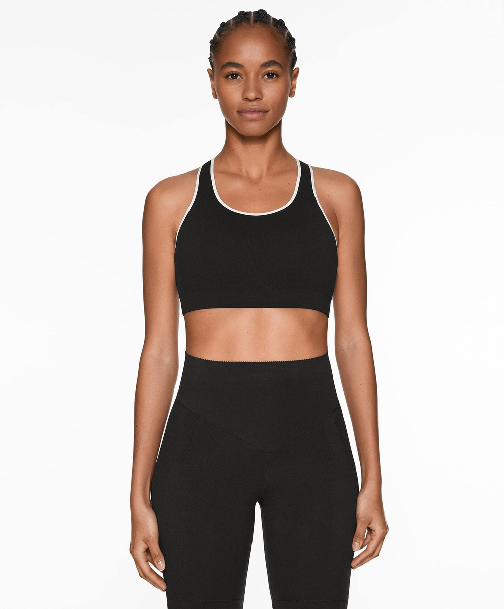Oysho Спортивный бюстгальтер Compressive с высокой степенью поддержки, черный