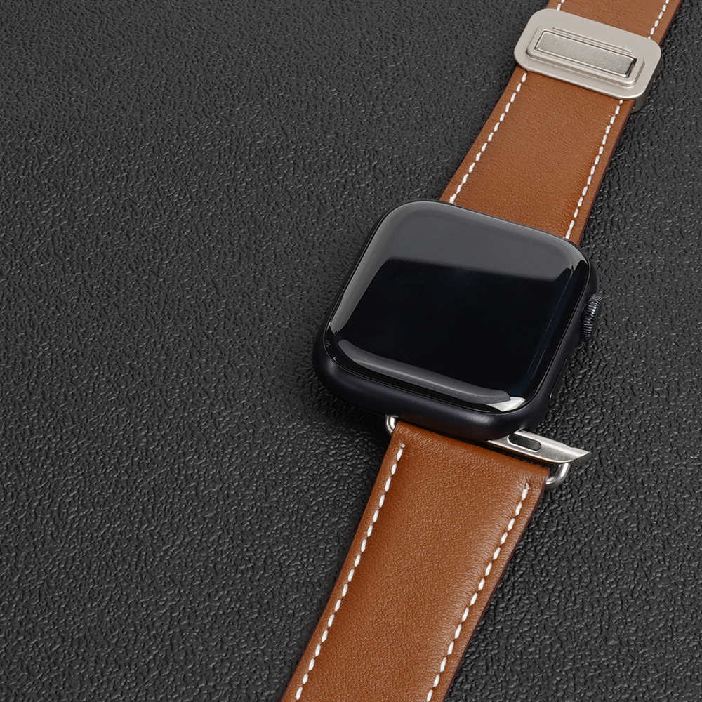 Ремешок из натуральной кожи коричневого цвета от Dux Ducis для смарт часов Apple Watch 42, 44, 45, 46, 49мм, серия YA Series
