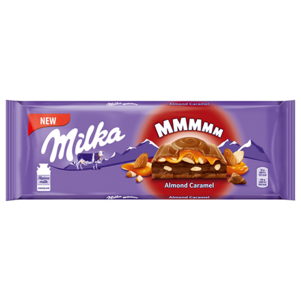 Шоколад Milka Almond Caramel с миндальной начинкой и кусочками 300 гр