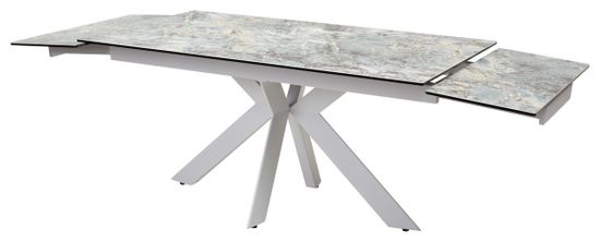 Стол BELLUNO 160 KL-170 MALACHITE, итальянская керамика/ белый каркас