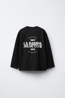 ZARA ЛОНГСЛИВ С ПРИНТОМ, ЧЕРНЫЙ