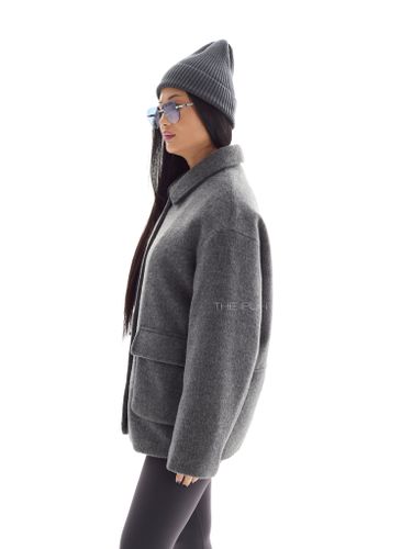 Темно-серая короткая шерстяная куртка-пальто