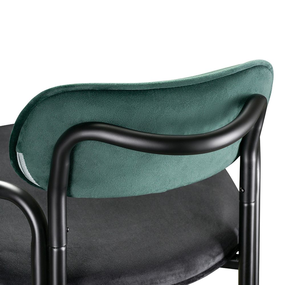 Стул барный Ror, Round, велюр, черный/темно-зеленый/черный