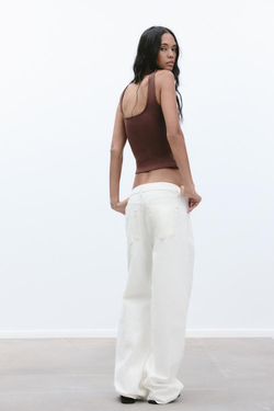 ZARA ТОП С ШИРОКИМИ БРЕТЕЛЯМИ, КОРИЧНЕВЫЙ