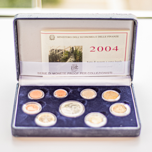 Italy 2004 Proof Coin Set "Federico Fellini" with 5 EUR Silver Coin "50 Years of Television Broadcasting in Italy"
