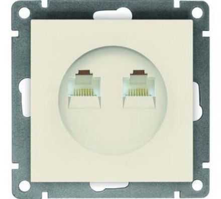 Розетка компьютерная двухместная "UNIVersal" серия "Афина" с/у, 1А, RJ45, слоновая кость (ivory) (ев