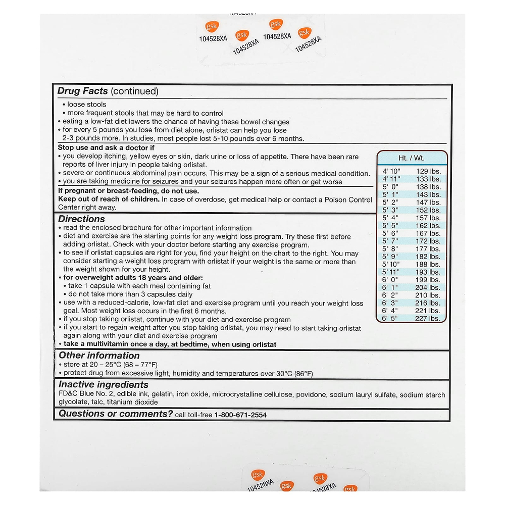 Alli, Орлистат, средство для снижения веса, стартовый пакет, 60 мг, 60 капсул
