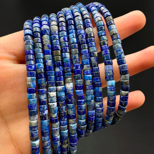 Лазурит бусины-рондели 4х2/6х3 мм, на нитке 38 см