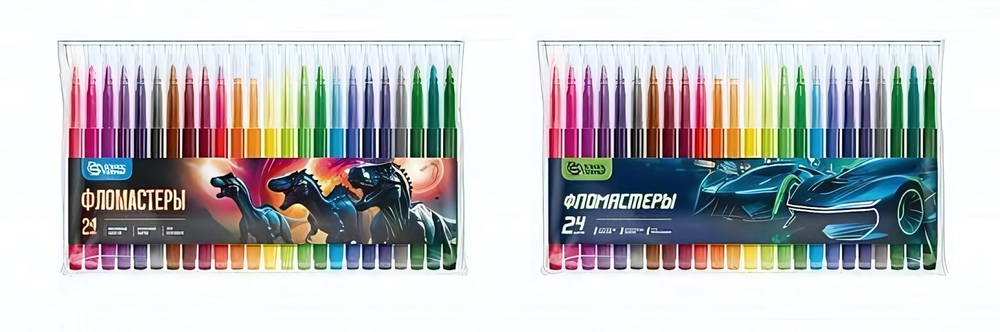 Фломастеры 24цв. классические "Микс для мальчиков" круглый корп. смываемые, блист. (Schoolformat)