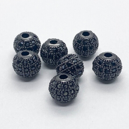 Бусина Milano LUX, цвет черный, диаметр 8 мм, цена за 1 шт