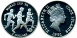 5 долларов Футбол Чемпионат мира США 1994 г. О-ва Кука 1991 г.