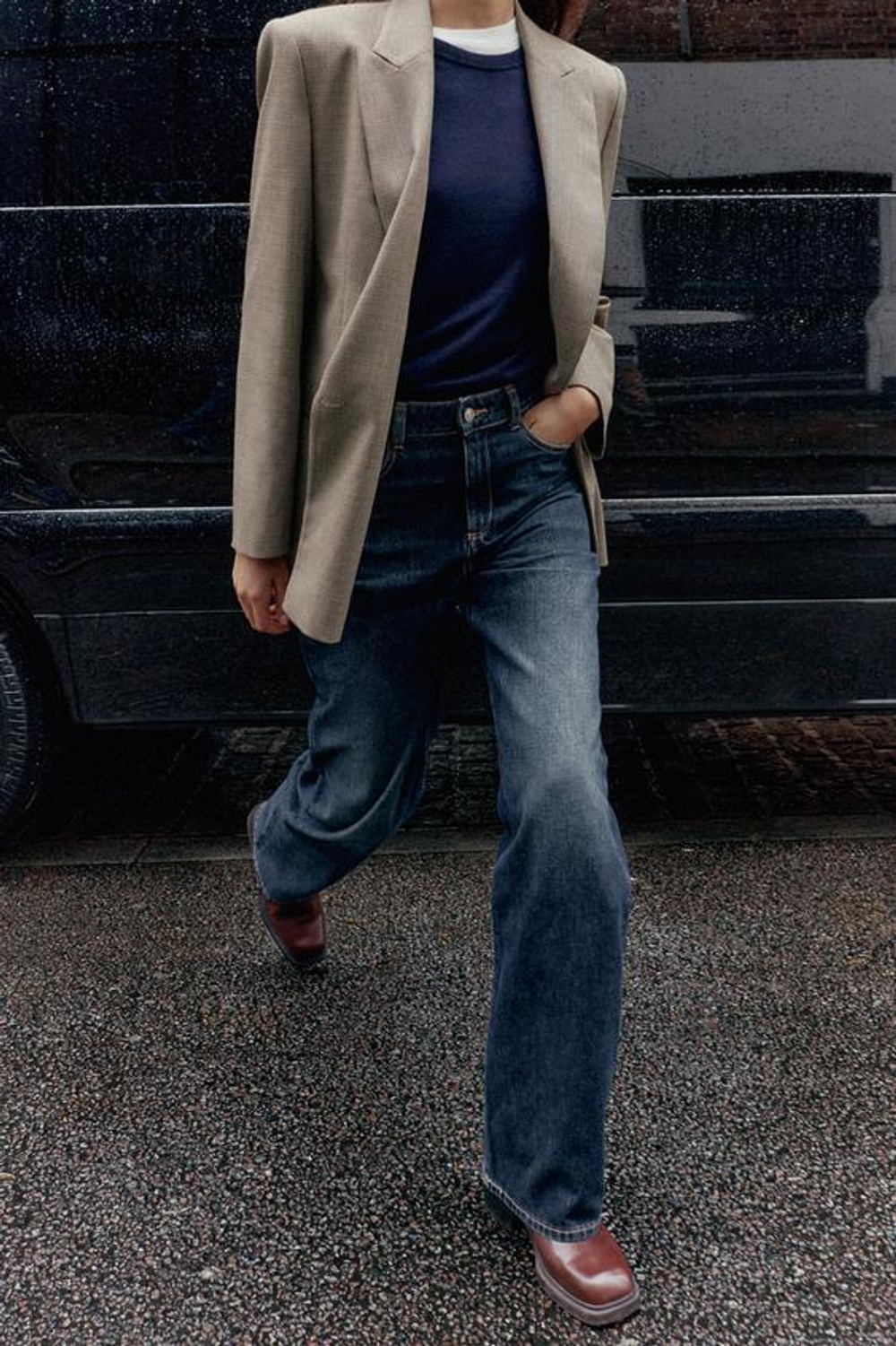 ZARA ДЖИНСЫ Z.04 STRAIGHT FULL LENGTH С ВЫСОКОЙ ПОСАДКОЙ, СИНИЙ