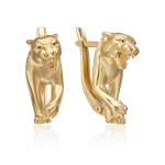 Серьги «Пантеры» с английским замком из лимонного золота