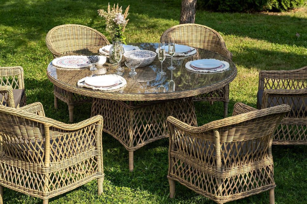 "Эспрессо-150 S" обеденная группа плетеная, цвет соломенный