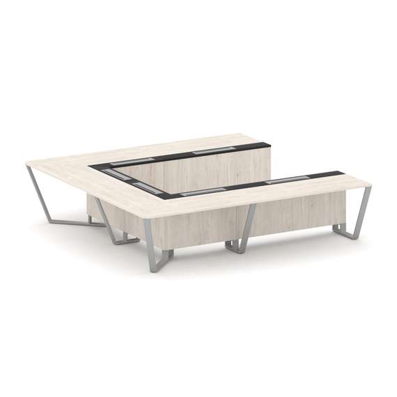 Steel Meet Стол переговорный П-образный KM-PR.B.SP-11P Денвер Светлый/Графит Глянец/Металл Серый 320