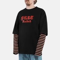 Лонгслив HAIDED SKRT двойной рукав, черн/бел/красный