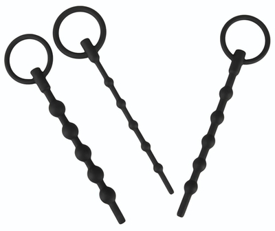 Набор из 3 черных силиконовых уретральных стимуляторов Training Set (Цвет: черный)