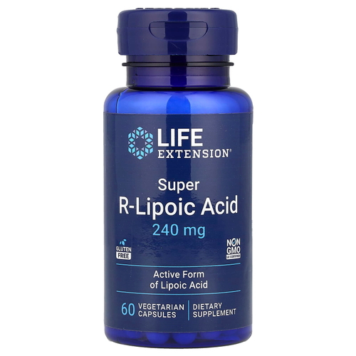 Life Extension, супер R-липоевая кислота, 240 мг, 60 вегетарианских капсул