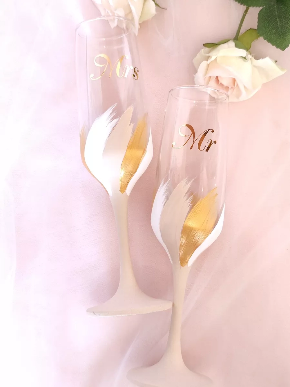 Свадебные бокалы  для молодоженов Mr. Mrs.