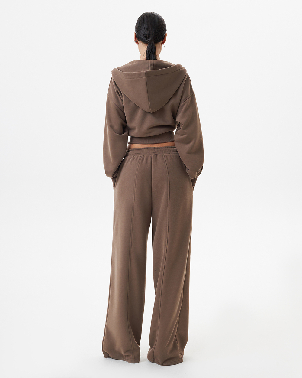 BROWN CROPPED HOODIE